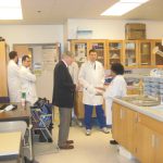 Dr. Hallenbeck meeting with research lab members