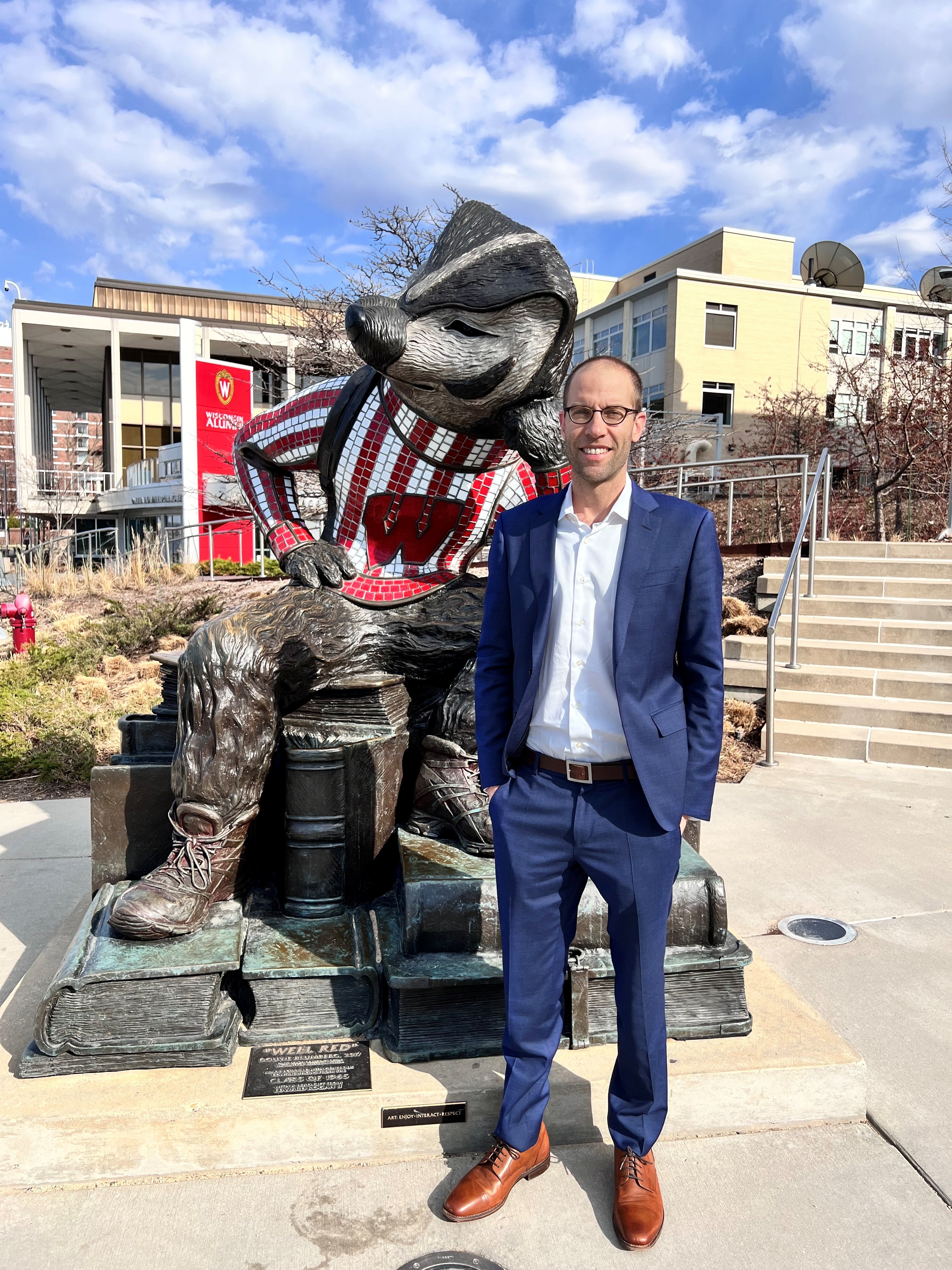 Dr. Kleaveland poses with bucky badger